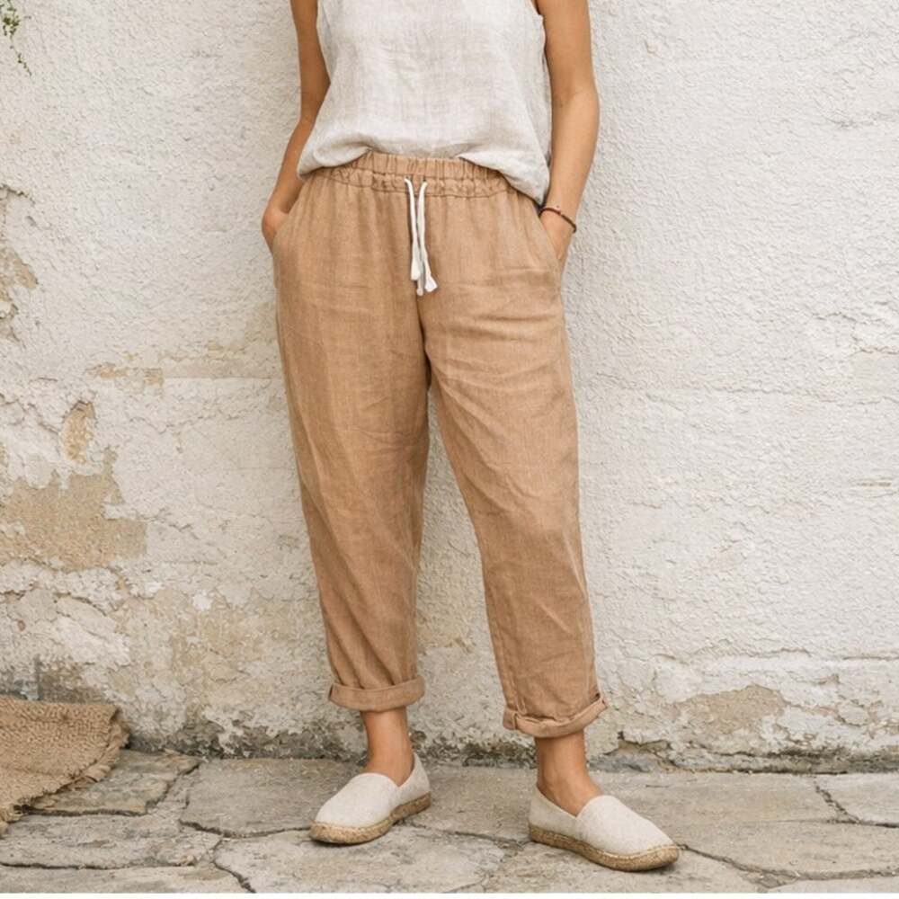 notPERFECTLINEN Genova Pant pull-on Beige size Small